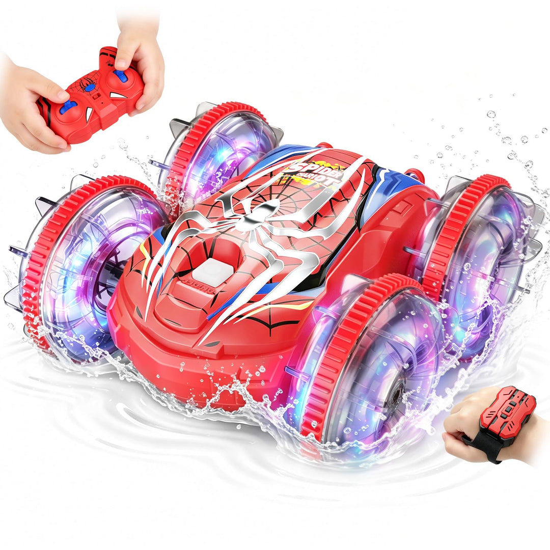 SIVQIKE Ferngesteuertes Auto mit Spinnen-Design | LED Licht,Handgestensteuerung,360° Stunts, Wasserd