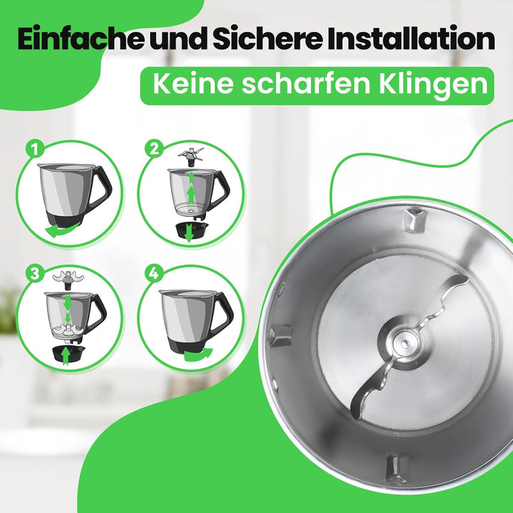 Teigmesser für Thermomix, Mixmesser Ersatz Zubehör passend für Thermomix TM31, Edelstahl-Teigmischme