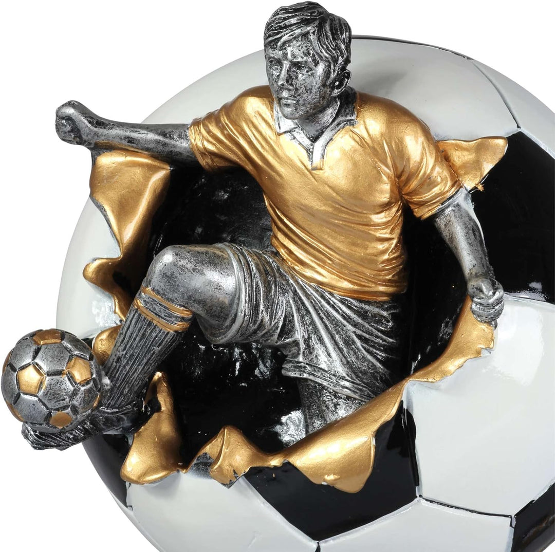 Pokal Fussball Lyon Exclusiv aus Resin Silber/Gold handbemalt, 26, 28 oder 31 cm 31 cm hoch, 31 cm h