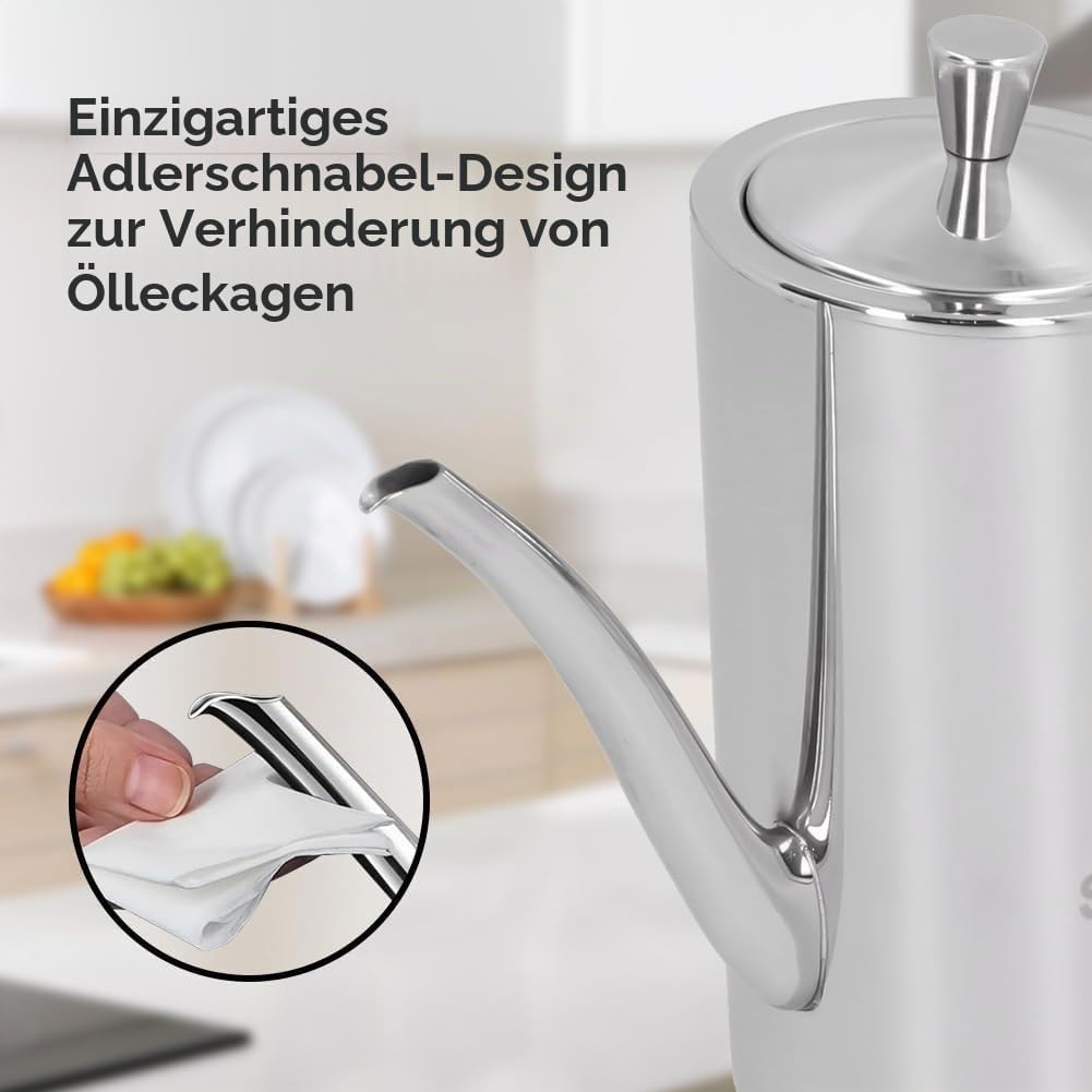 Edelstahl Oil Dispenser Flasche, Olivenöl Pourer Stopper Pot Sojasauce Essig Cruet Drizzler Ölbehält