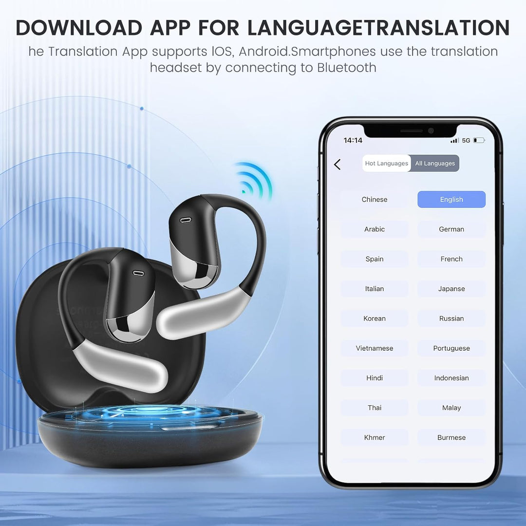 Übersetzer Kopfhörer - 144 Sprachen ki Kopfhörer mit Echtzeit übersetzung Translator Earbuds für Ech