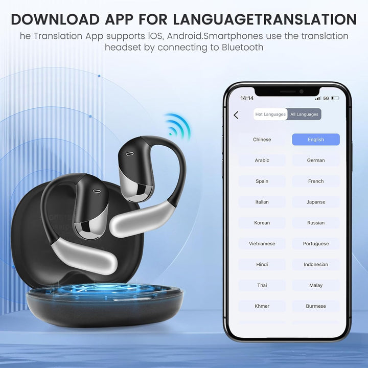 Übersetzer Kopfhörer - 144 Sprachen ki Kopfhörer mit Echtzeit übersetzung Translator Earbuds für Ech