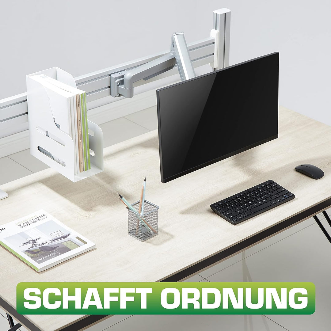 InLine Slatwall – Monitor Halterung lang, Wandhalterung für das Slatwall System, Wand- oder Tischmon