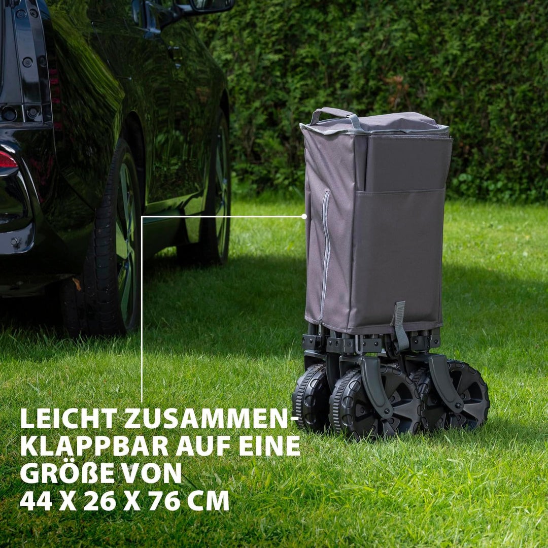 Campart Faltbarer Bollerwagen Saint-Michel – 80 l – bis 70 kg – Heckklappe – inkl. Transporttasche –