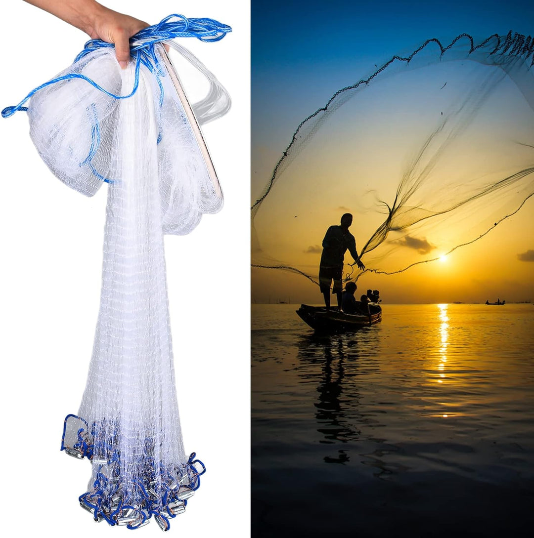 Wurfnetz Zum Fischen, Tragbares Fischernetz, Nylon Mesh Fischnetz zum Fangen von Angelnetz Angelzube