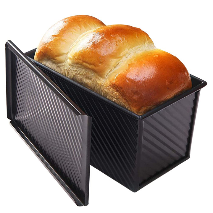CANDeal Für 450g Teig Toast Brot Backform Gebäck Kuchen Brotbackform Mold Backform mit Deckel(Schwar