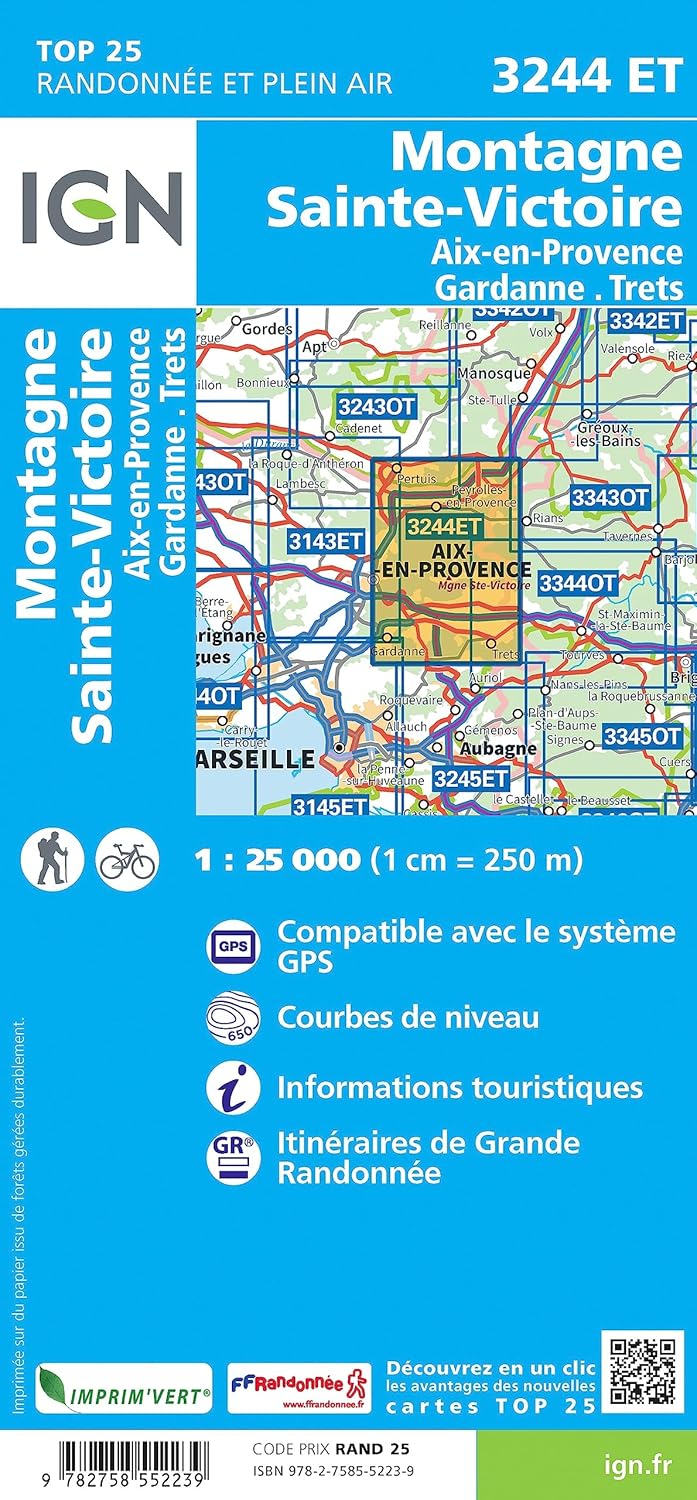 3244ET Montagne Ste.Victoire. Aix-en-Provence (TOP 25), Karte