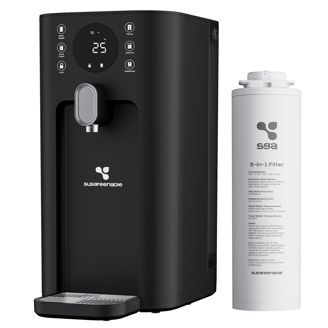 CIARRA X SusGreenable Osmoseanlage Trinkwasser 100GPD, Umkehrosmoseanlage mit Heisswasser, 4 Tempera