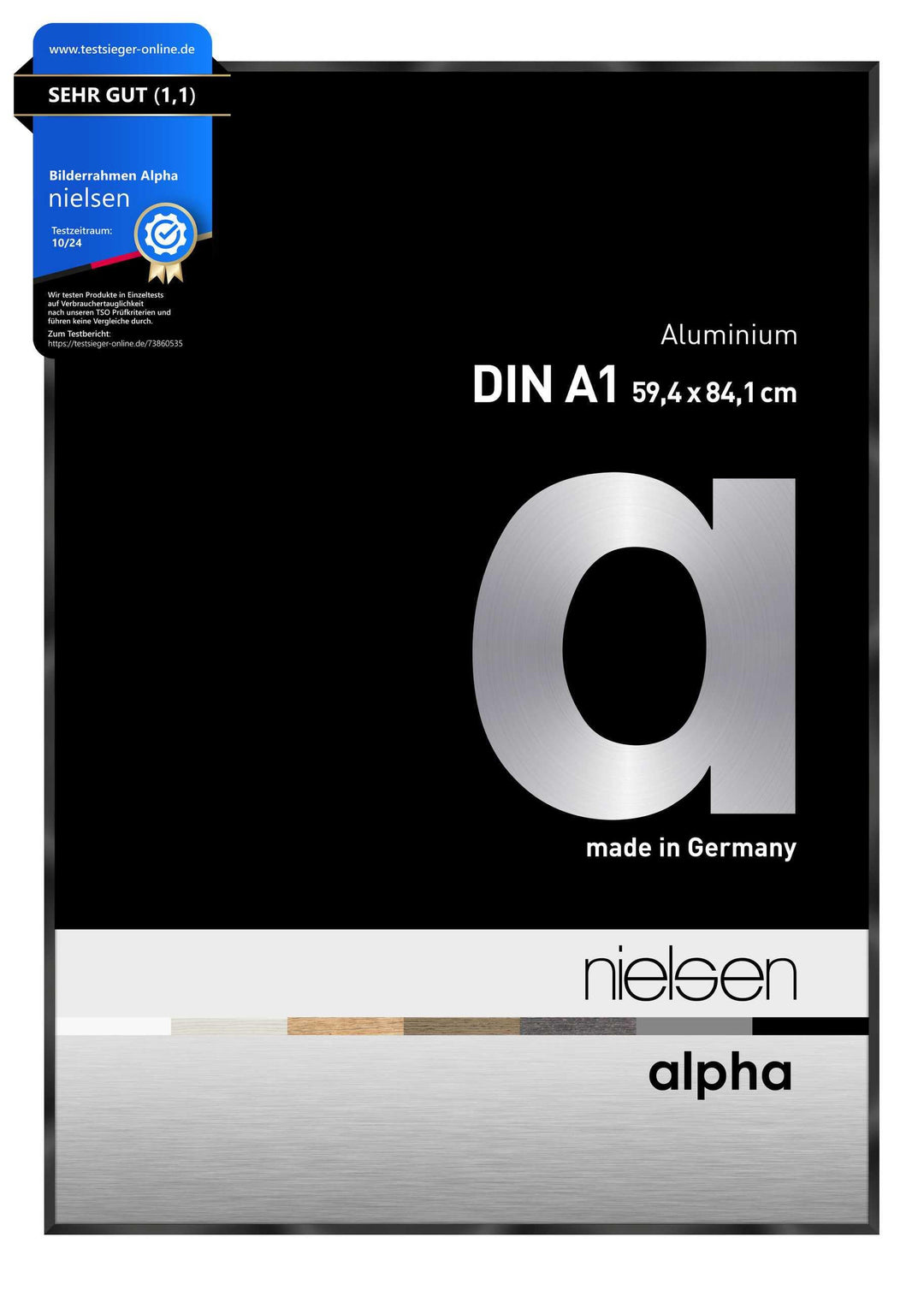 nielsen Aluminium Bilderrahmen Alpha, 59,4x84,1 cm (A1), Eloxal Schwarz Glanz Eloxal Schwarz Glanz 5