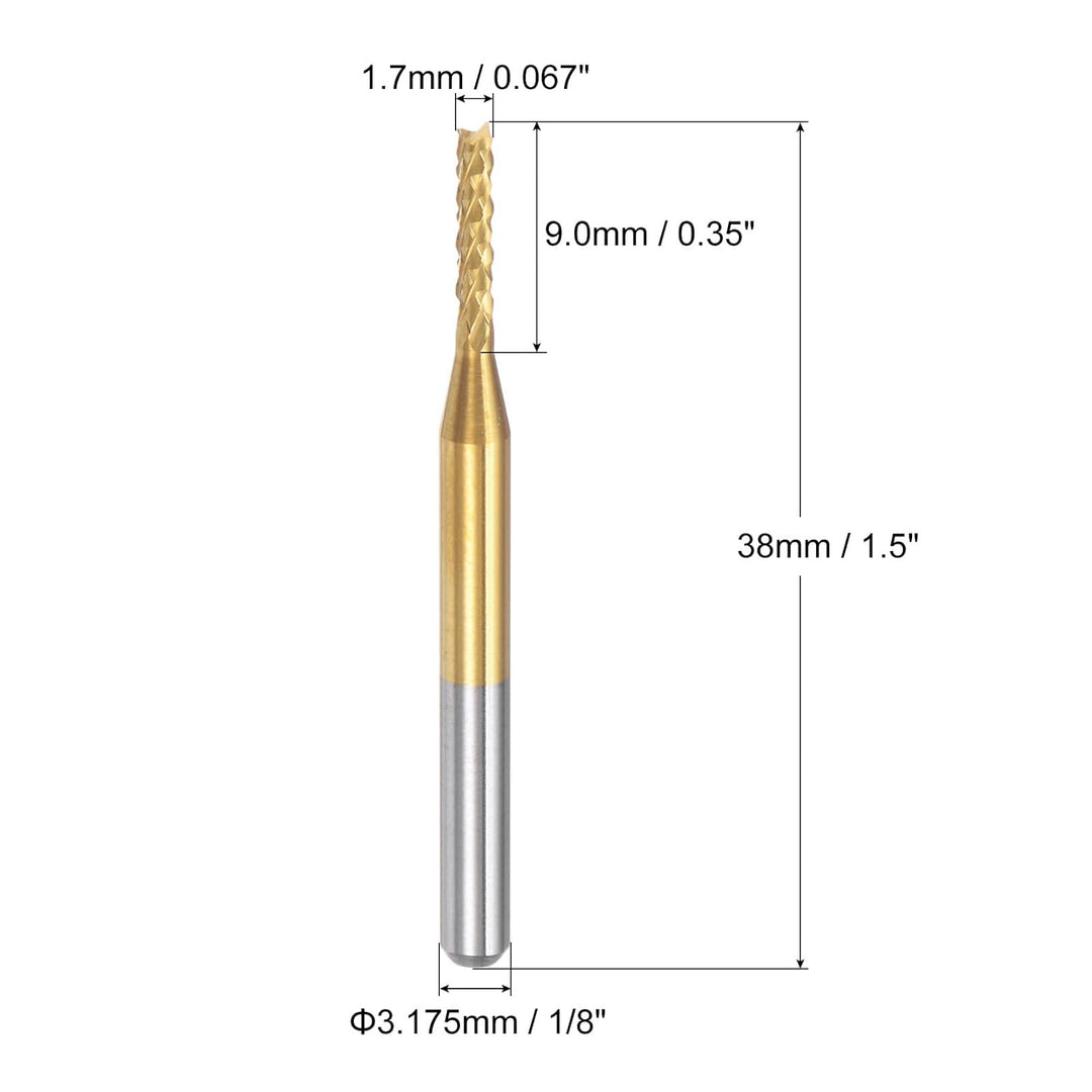 QUARKZMAN 10 Stück Hartmetallfräser 1.7mm Schaft 6-Flöten CNC Fräser Gold | 4-NutenTitanbeschichtung