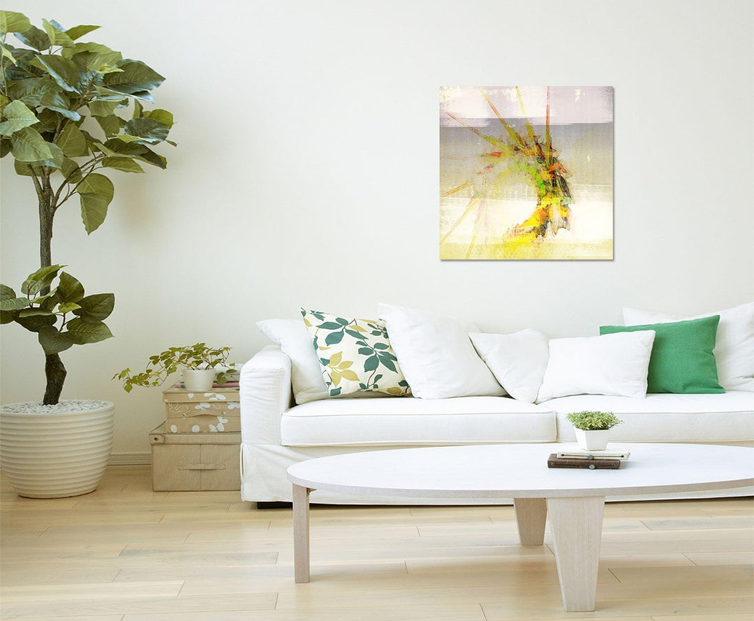 Paul Sinus Art Bild auf Leinwand Abstrakt302_60x60cm Strahlen Leuchtend Abstraktes Motiv quadratisch