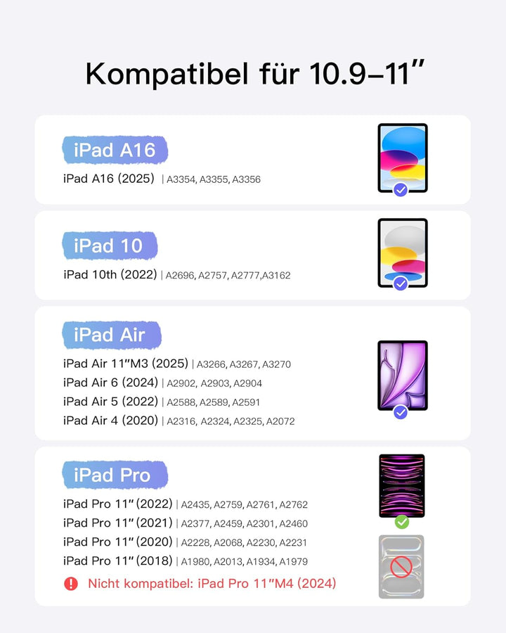Inateck Hülle mit Tastatur, Ultraleichte Tastatur für iPad 10 Generation, iPad Air 6 11 Zoll 2024, i