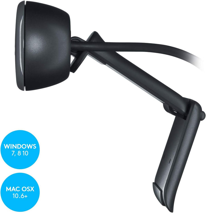 Logitech C270 Webcam, HD 720p, 60° Sichtfeld, Fester Fokus, Belichtungskorrektur, USB-Anschluss, Rau