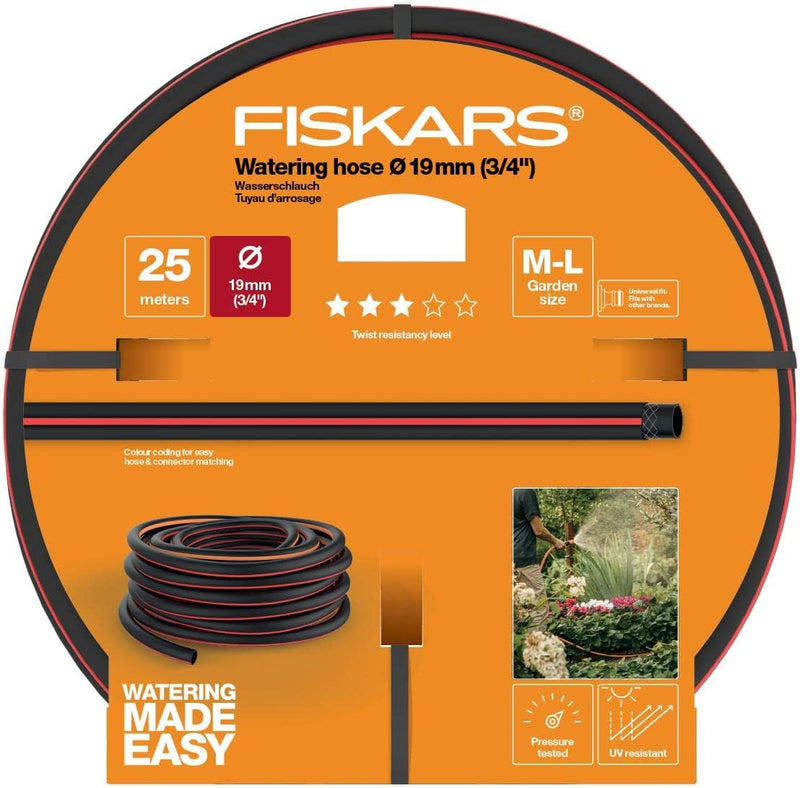 Fiskars Wasserschlauch M-L, Universalgrösse, UV-geschützt, Druckgeprüft, Verwindungssteifigkeit Stuf