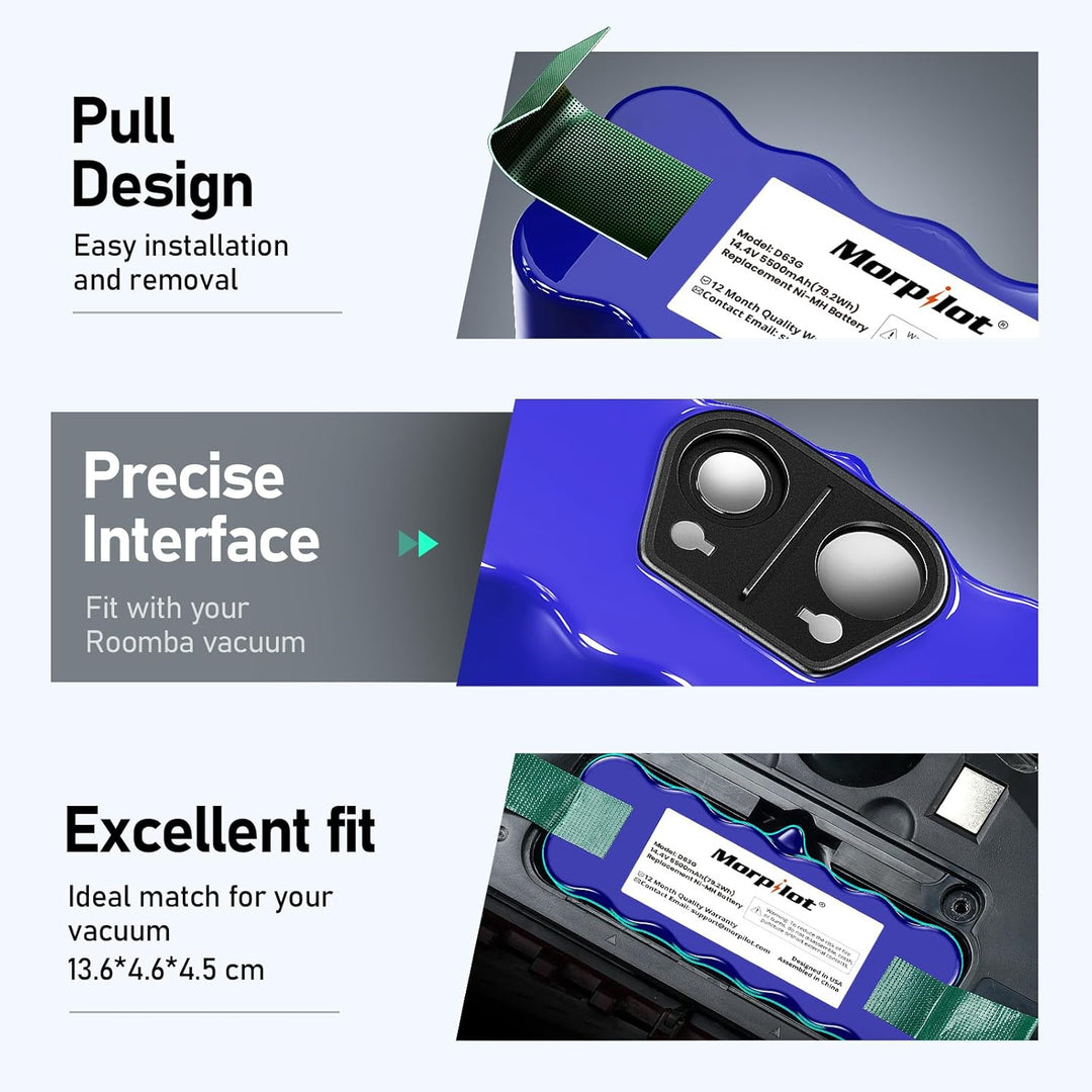 Morpilot Akku für iRobot Roomba, NI-MH 4500mAh Ersatzakku für iRobot Roomba 500 521 530 560 563 565