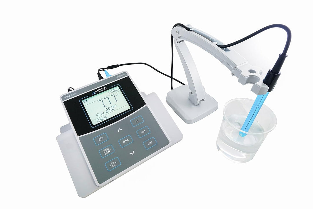 Apera Instruments PH800 Labor-/Tisch-pH-Messgerät (Inklusive 201T-F pH-Elektrode mit integrierter Te