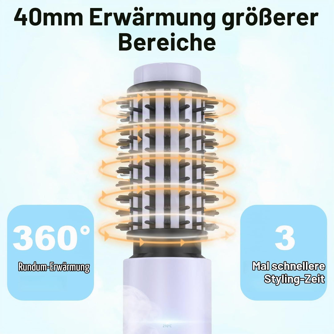 Dricar Kabellose Lockenstabbürste, Tragbare Reise Lockenstab Grosse Locken, 40mm Thermobürste Rundbü