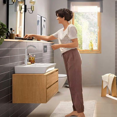 hansgrohe Waschtischarmatur Rebris E, Wasserhahn Bad mit Auslauf Höhe 210 mm, mit Zugstange, Badarma