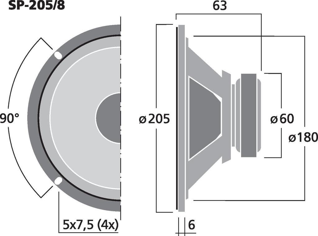 MONACOR SP-205/8 Universal-Breitbandlautsprecher, 8 W, 8 Ohm, schwarz