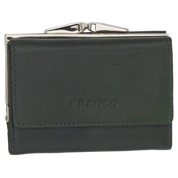 Leder Damen Geldbörse Portemonnaie Geldbeutel Bügelbörse mit Knipser 210 Farbe Grün, Grün