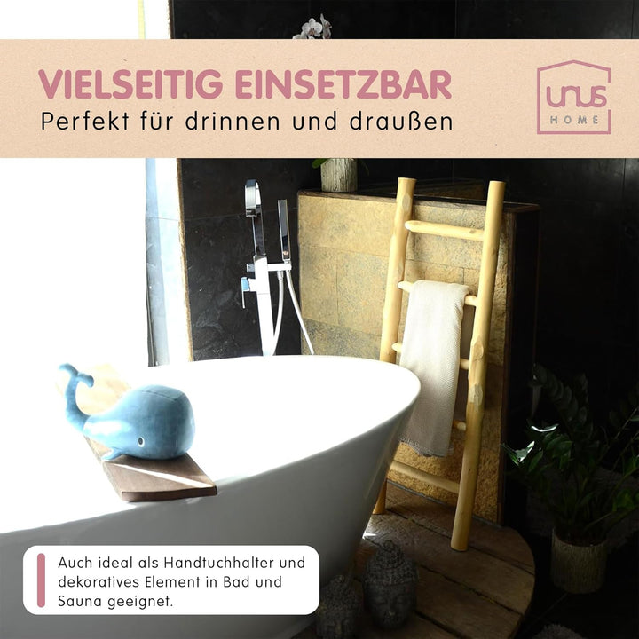 UNUS Dekoleiter Holz, 120cm 5 Stufen, naturfarben, Holzleiter Deko Leiter Wand Dekoration, Handtuchh