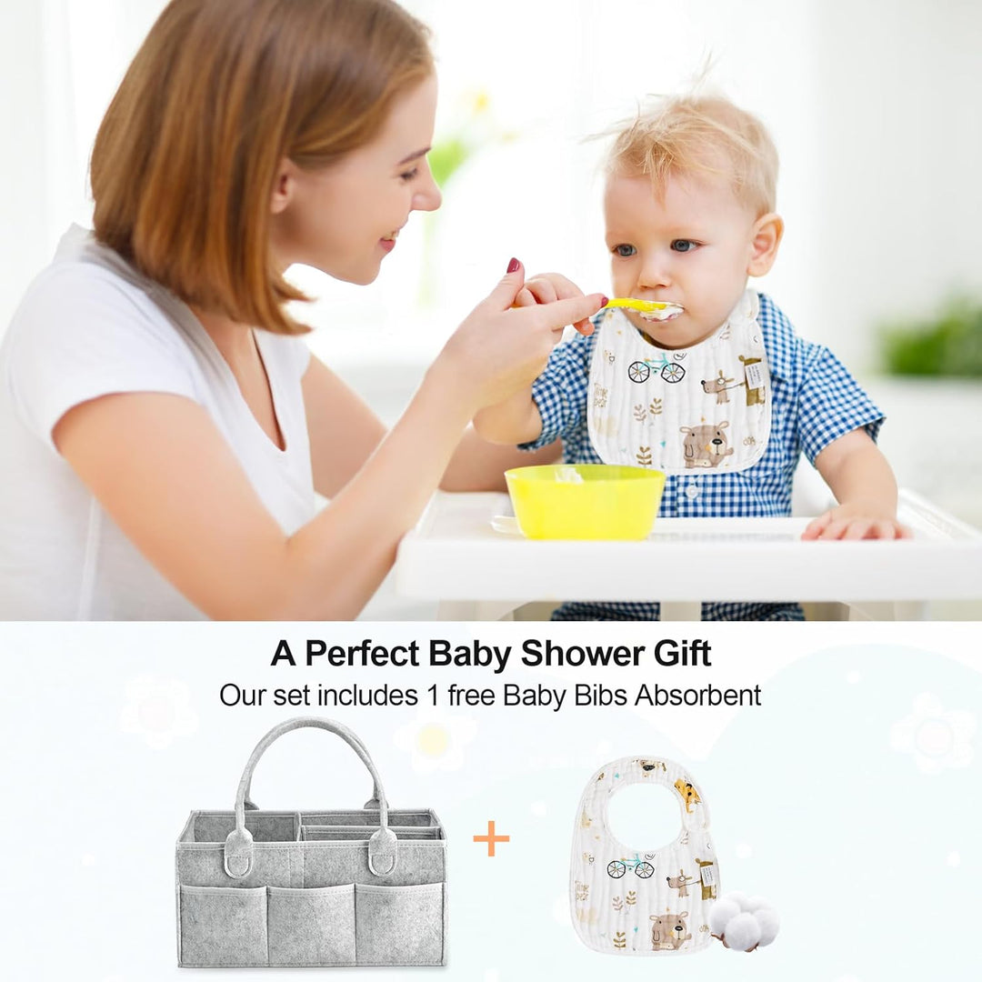 Esoes Wickeltasche Organizer mit Lätzchen Baby Windel Caddy Organizer Tragbarer filztasche mit fäche