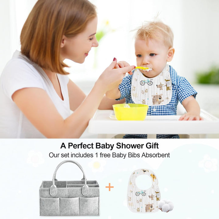 Esoes Wickeltasche Organizer mit Lätzchen Baby Windel Caddy Organizer Tragbarer filztasche mit fäche