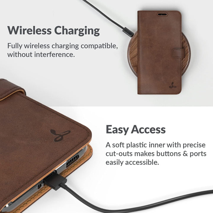 Snakehive Galaxy S21 Plus 5G Hülle Leder | Stylische Handyhülle mit Kartenhalter & Standfuss | Handy