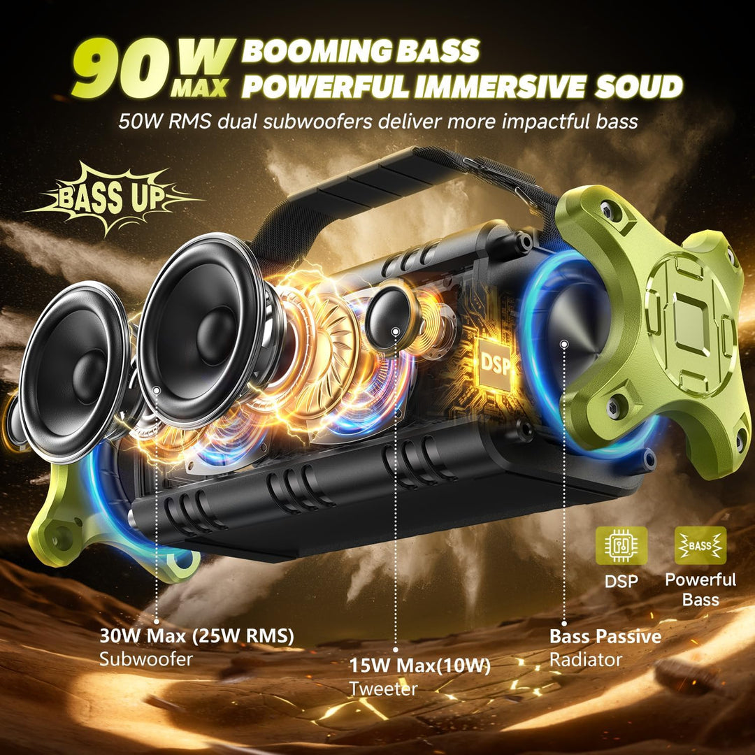 W-KING 50W(70W Gipfel) Bluetooth Lautsprecher IPX6 Wasserdicht, 24 Stunden Laufzeit, 8000mAh Power B