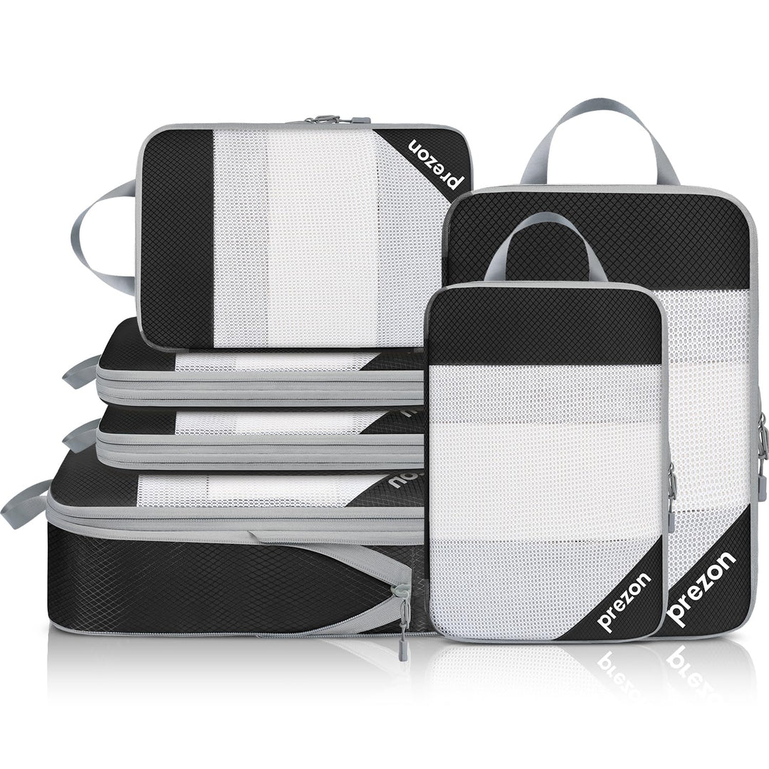 Prezon 6 Set Kompressions-Packwürfel, Durchsichtiges Design, Platzsparend, Leicht, Massgeschneiderte
