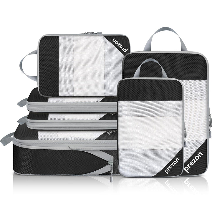 Prezon 6 Set Kompressions-Packwürfel, Durchsichtiges Design, Platzsparend, Leicht, Massgeschneiderte