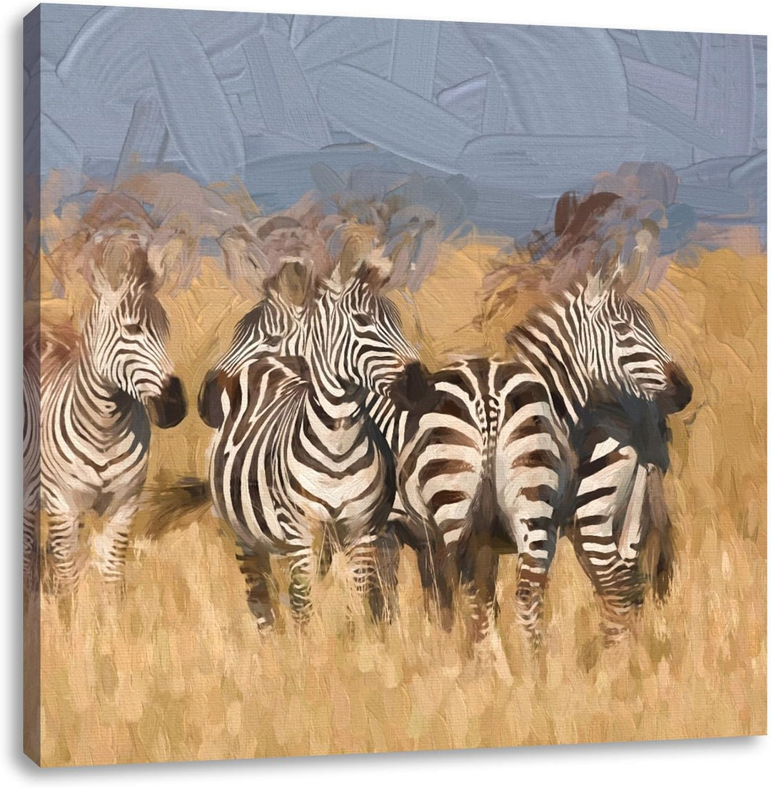 Pixxprint süsses Trio Hund Katze Meerschwein, Format: 70x70 auf Leinwand, 70x70