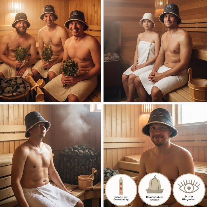 PRINZEPS Sauna Boss Saunahut Herren Perfekte Saunamütze aus 100% Filz - Sauna Hut Filzhut Sauna Mütz