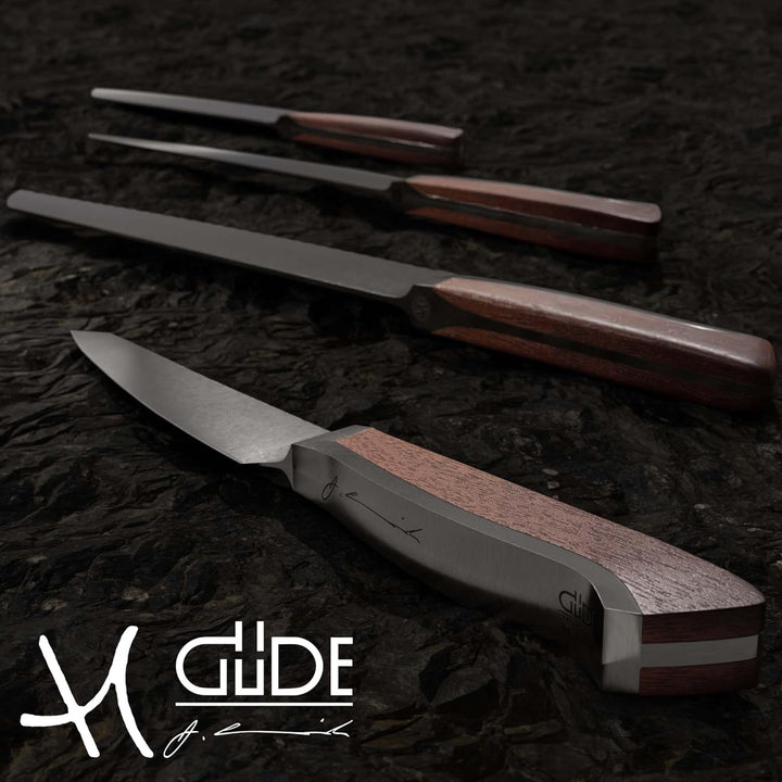 GÜDE Solingen - Steakmesser Glatt geschmiedet, 14 cm, Walnussholz, CAMINADA, Handmade Germany, Braun