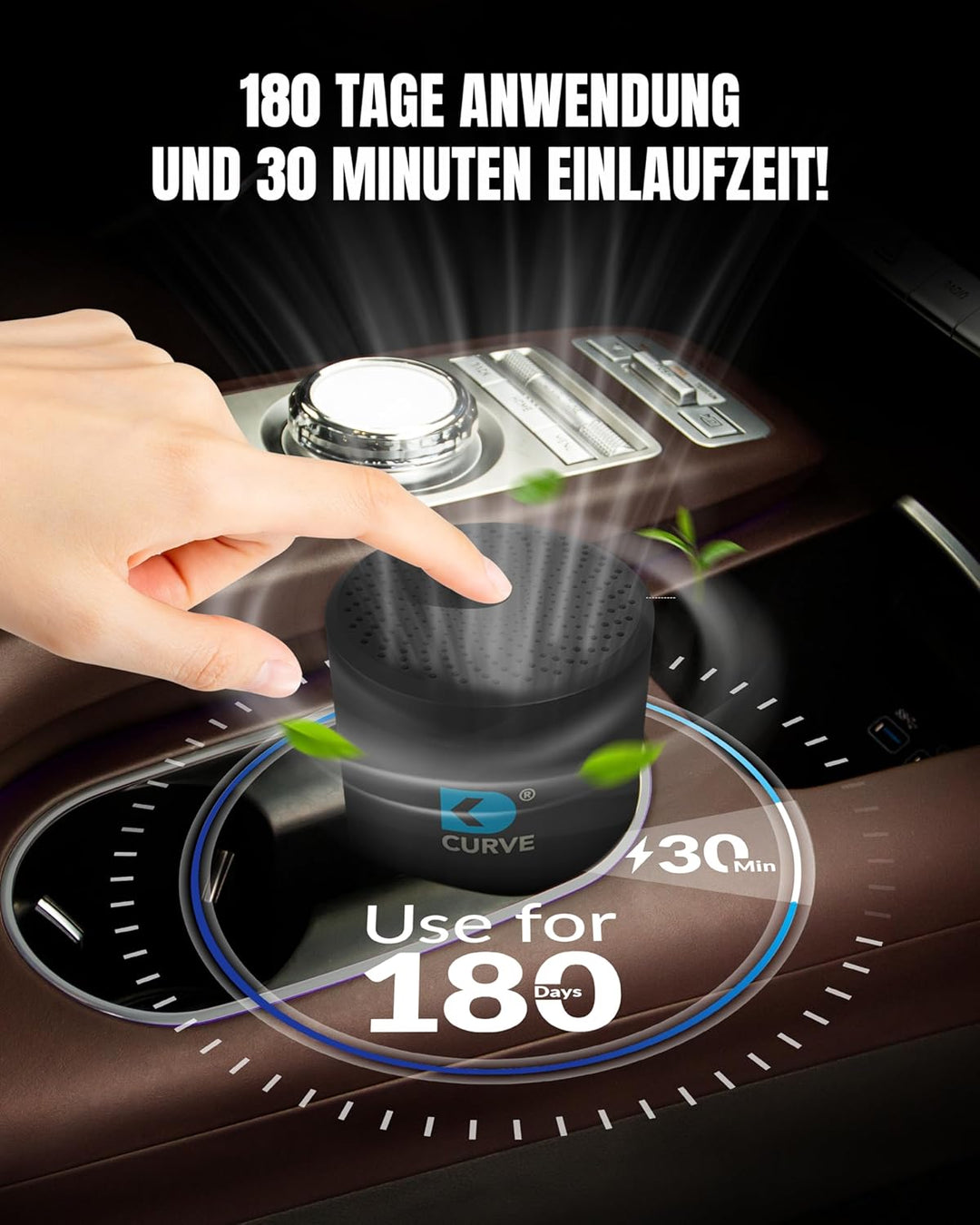 CURVE - Innovativer Luftreiniger mit Granulat - Entfernt 99% Keime und Gerüche - Für Auto, KFZ, LKW,