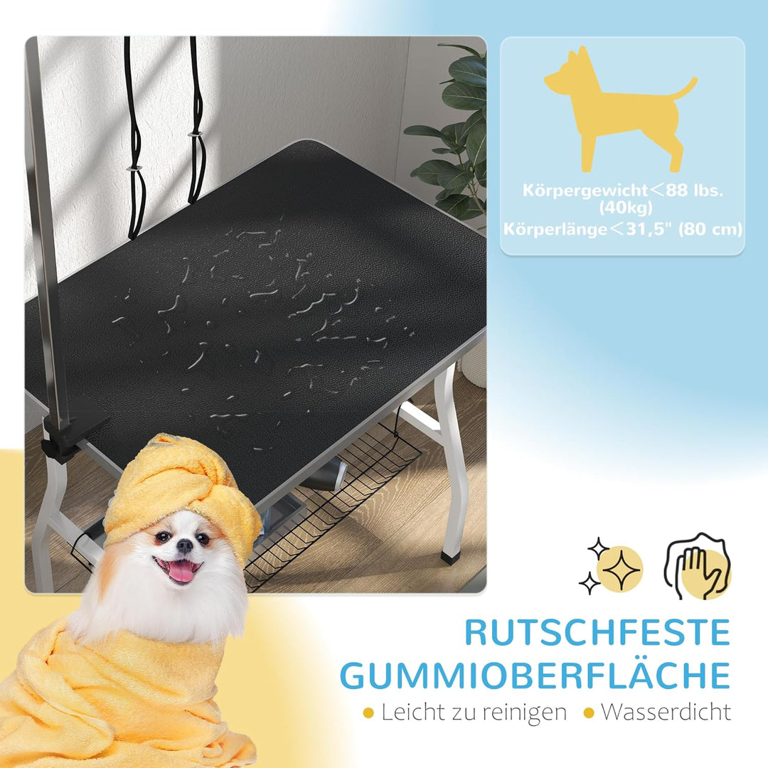 PawHut Trimmtisch für Hunde Hundepflegetisch klappbar Haustierpflegetisch mit höhenverstellbarem Gal