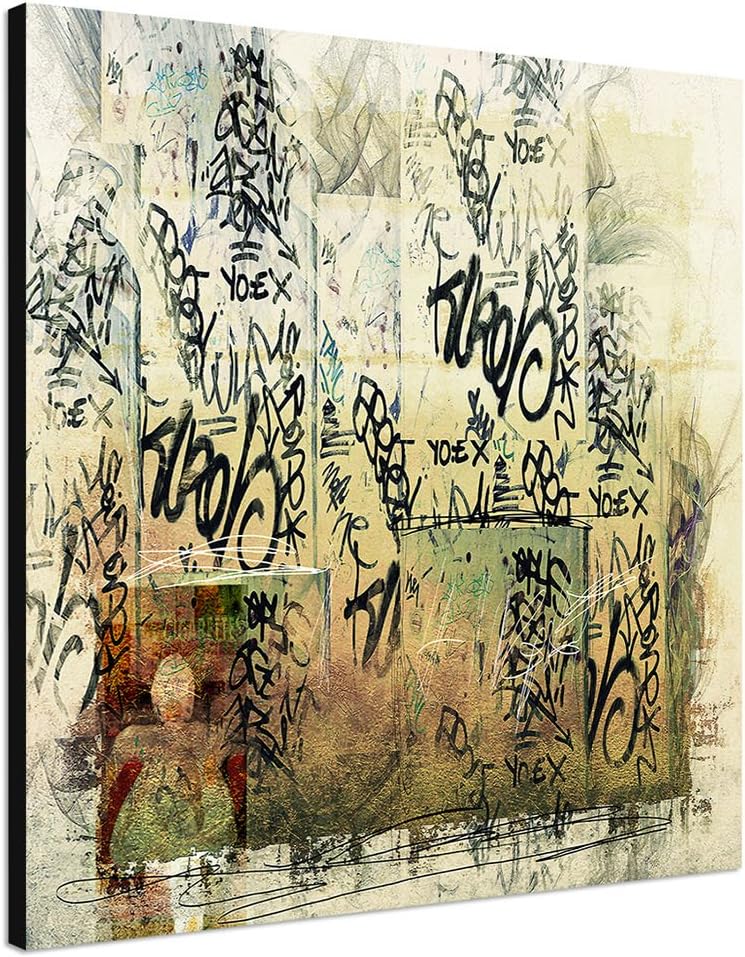 Paul Sinus Art Strassenkünstler Abstrakt313_60x60cm Graffiti Streetart Bild auf Leinwand Abstraktes