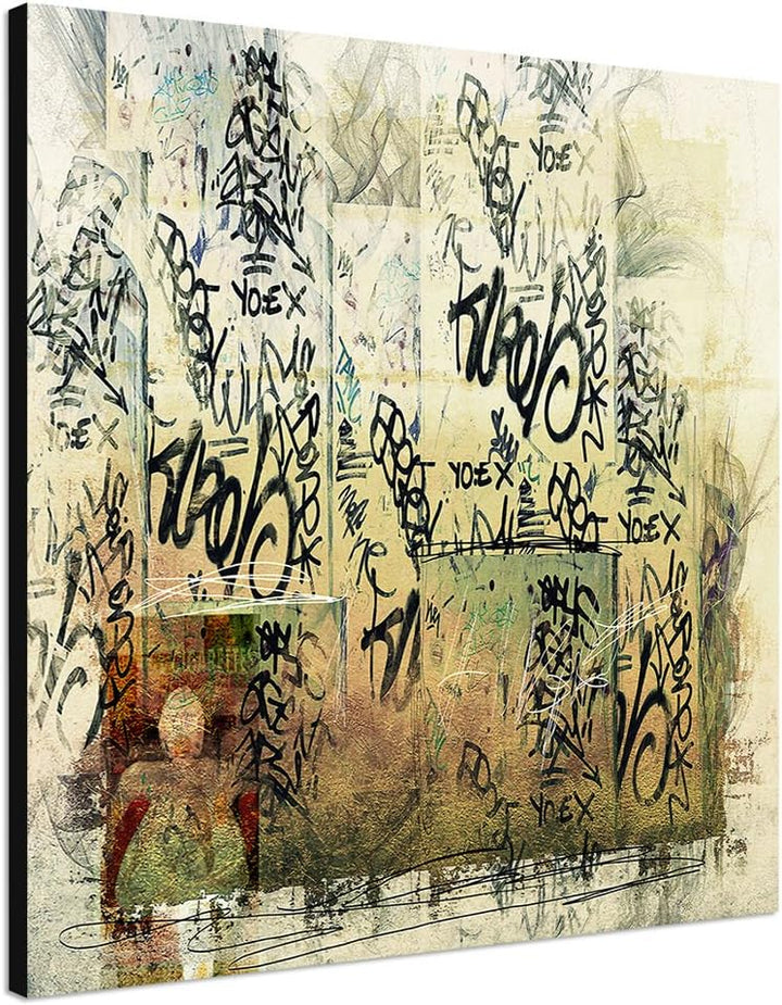 Paul Sinus Art Strassenkünstler Abstrakt313_60x60cm Graffiti Streetart Bild auf Leinwand Abstraktes