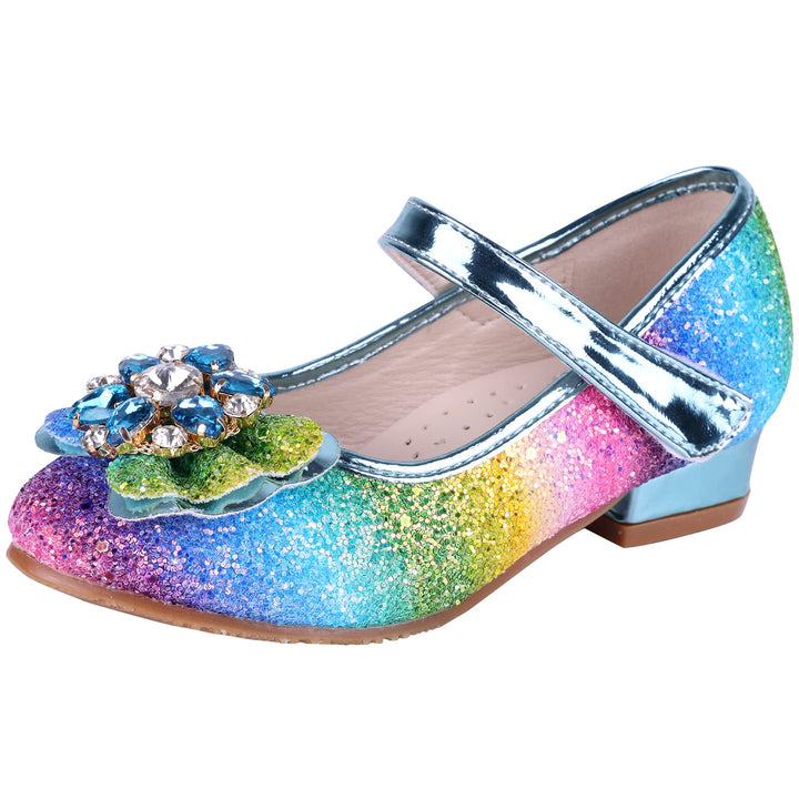 Prinzessin Schuhe Mädchen High Heels Sandalen Mädchen Pailletten Party Pumps Kinder 25 EU Blau 5, 25