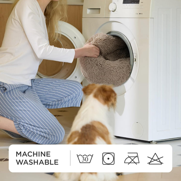 BEDSURE Hundebett waschbar Flauschiges Katzenbett - Ø 70 cm Katzenschlafplatz für Katzen und Hunde,