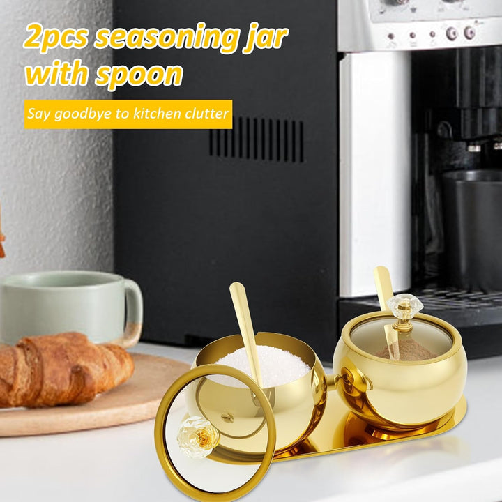 Gewürzgläser 304 Edelstahl,Gewürzdosen mit Löffel,Gewürzstreuer,Gewürzbehälter,Spice Jars für Salz,Z