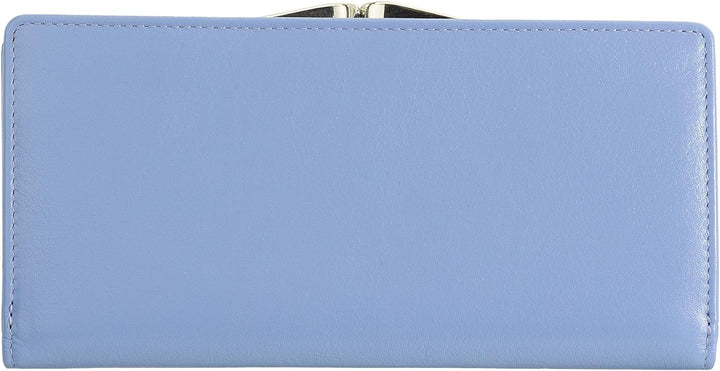 DuDu Geldbörse aus echtem Leder mit RFID-Schutz, Kreditkartenhalter mit Münzfach Clic Clac, farbiges