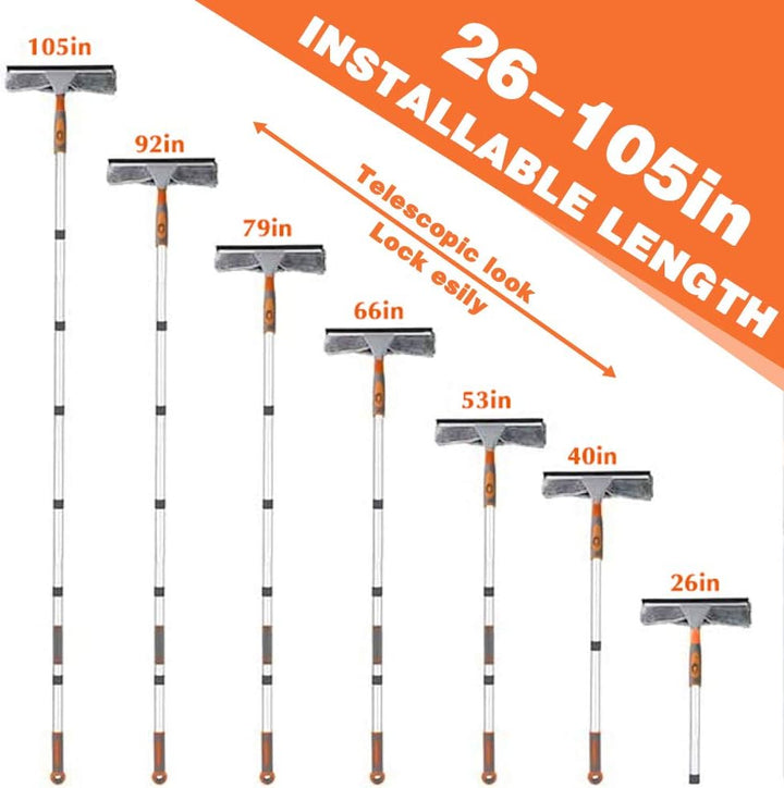 Professioneller Fensterwischer-Reiniger, 2-in-1Duschwischer mit 266CM‘’ Verlängerungsstange, Telesko