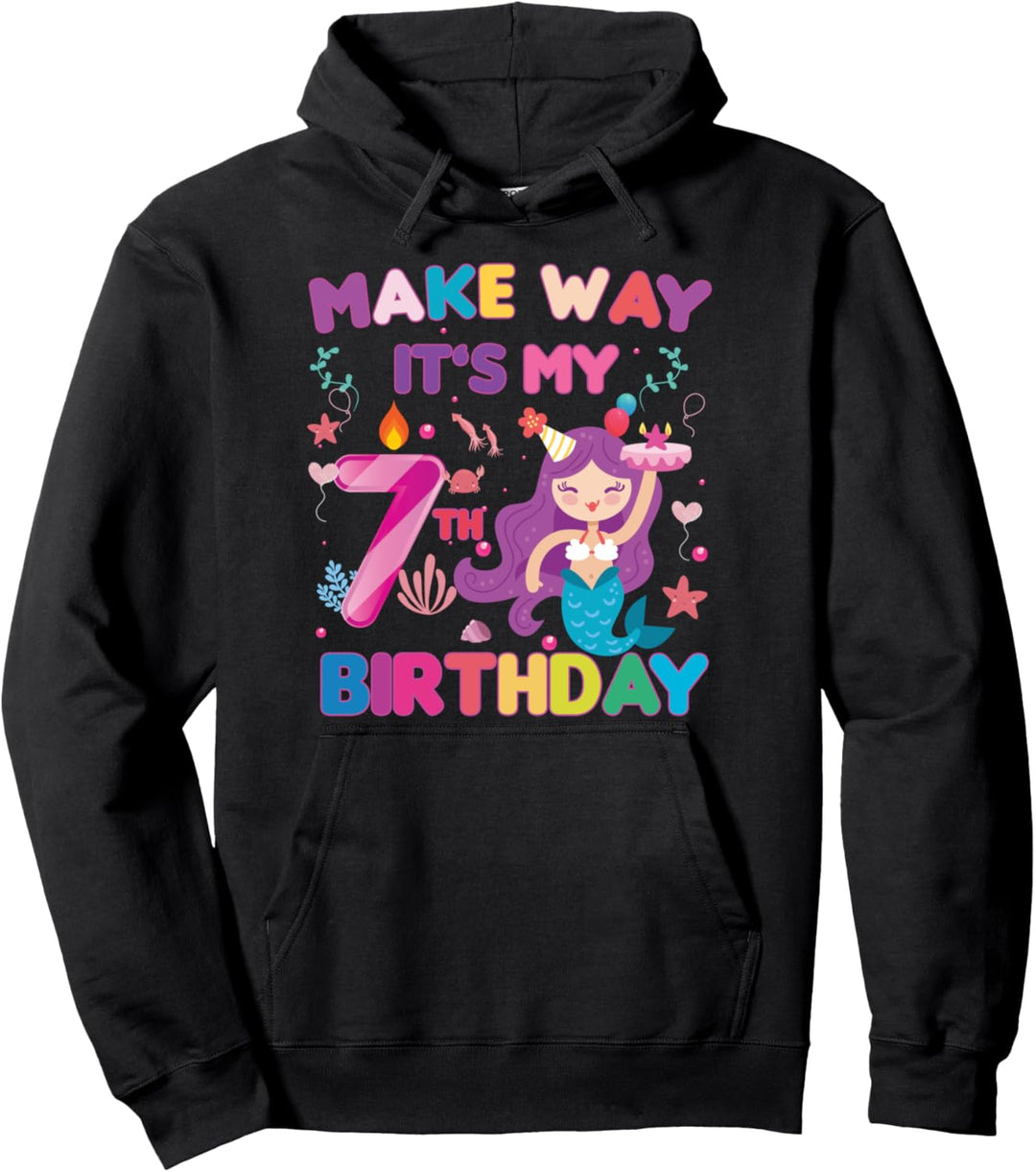 Meerjungfrau Geburtstag Party 7 Jahre altes Mädchen Meerjungfrau 7 Pullover Hoodie