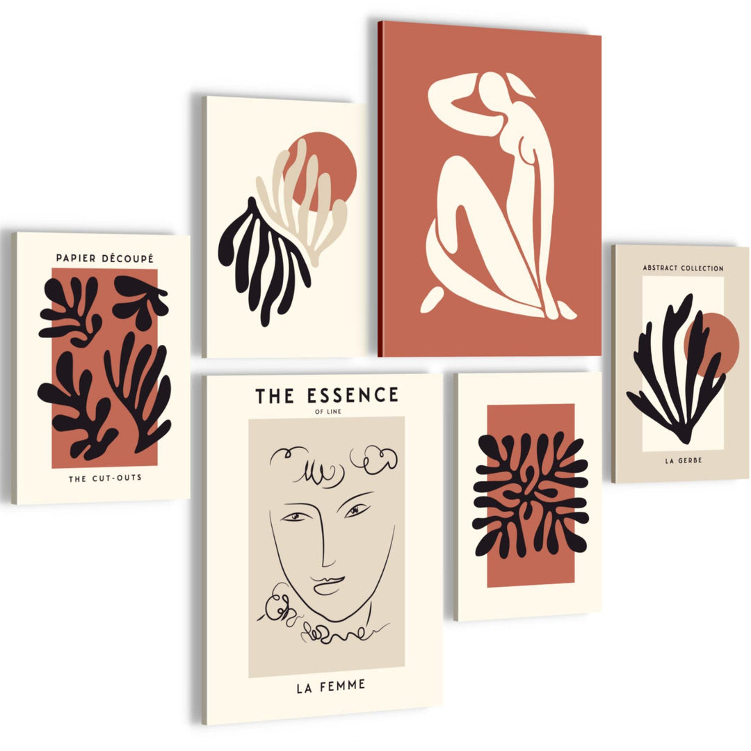 Novart Bilder Set - AUFHÄNGFERTIG - KEIN EXTRA RAHMEN BENÖTIGT - Matisse Modern Vintage Abstrakt - W