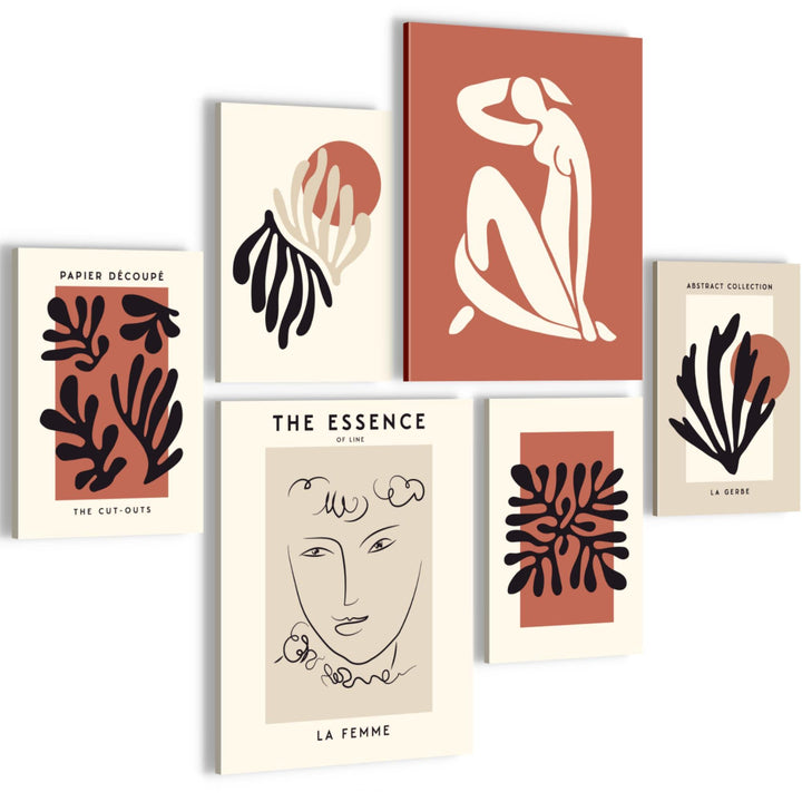 Novart Bilder Set - AUFHÄNGFERTIG - KEIN EXTRA RAHMEN BENÖTIGT - Matisse Modern Vintage Abstrakt - W