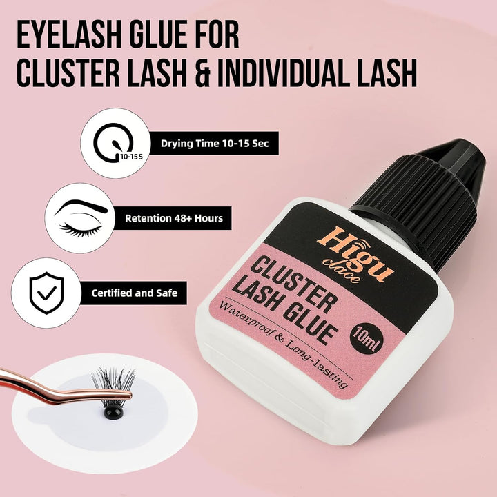 Higu clace Lash-Glue DIY Waterproof Eyelash Adhesive Lash-Cluster-Glue 3s Strong Hold Long Lasting f