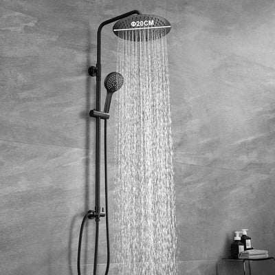 JOHO Regendusche Duschset ohne Armatur, Edelstahl Duschsystem mit Duschstange, Kopfbrause D20cm Schw