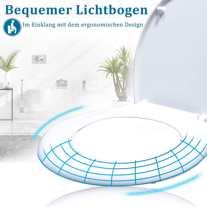 WC Sitz Absenkautomatik Toilettendeckel mit Absenkautomatik，Softclose aus Duroplast und Edelstahl To