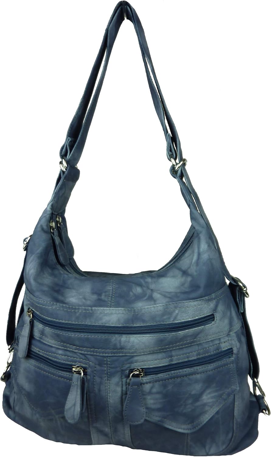 kennydoo Rucksacktasche I 2in1 Damen Rucksack und Handtasche in Einem I Schultertasche einfarbig uni